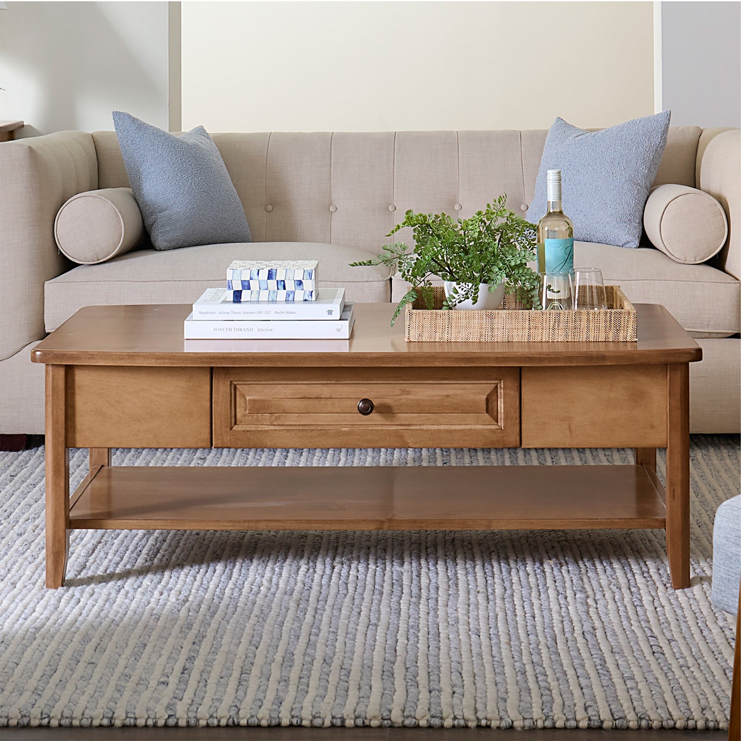 Camden Rectangle Coffee Table - 1 Drawer & Open Shelf