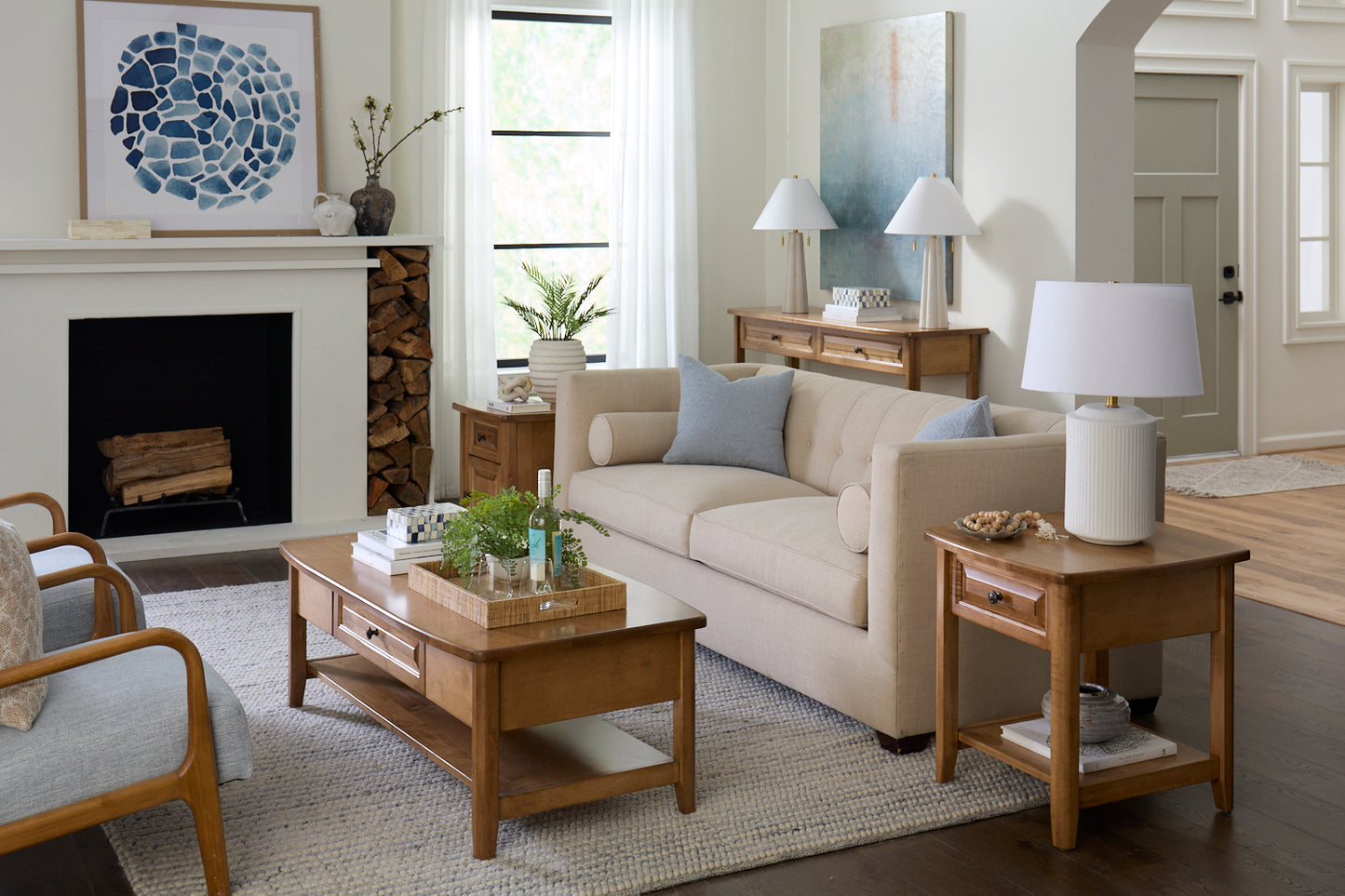 Camden Rectangle Coffee Table - 1 Drawer & Open Shelf