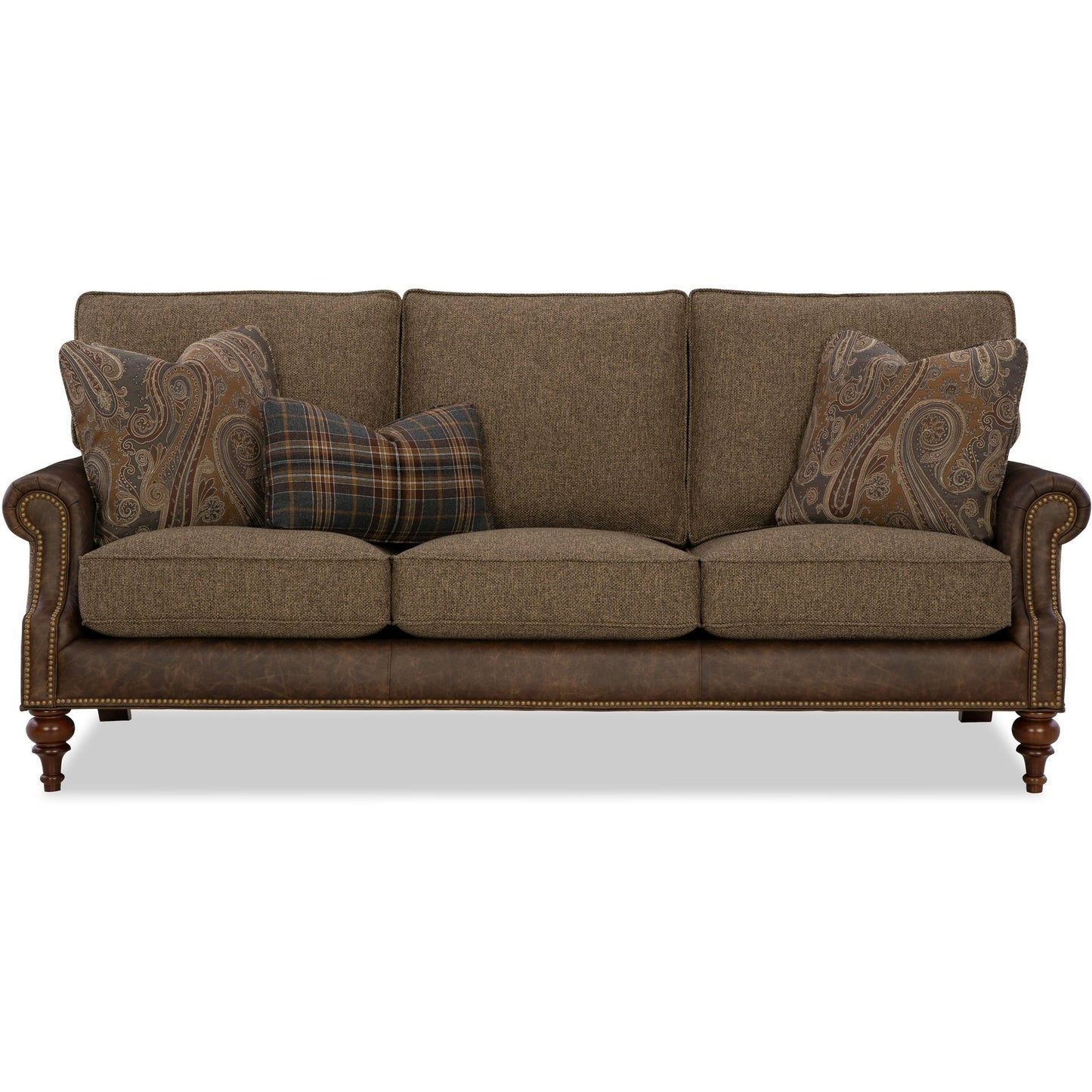 Vista Collection Leather/Fabric Collage Sofa
