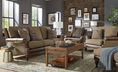 Vista Collection Leather/Fabric Collage Sofa