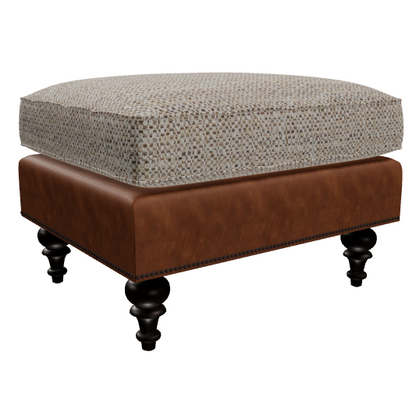 Vista Collection Leather/Fabric Collage Ottoman