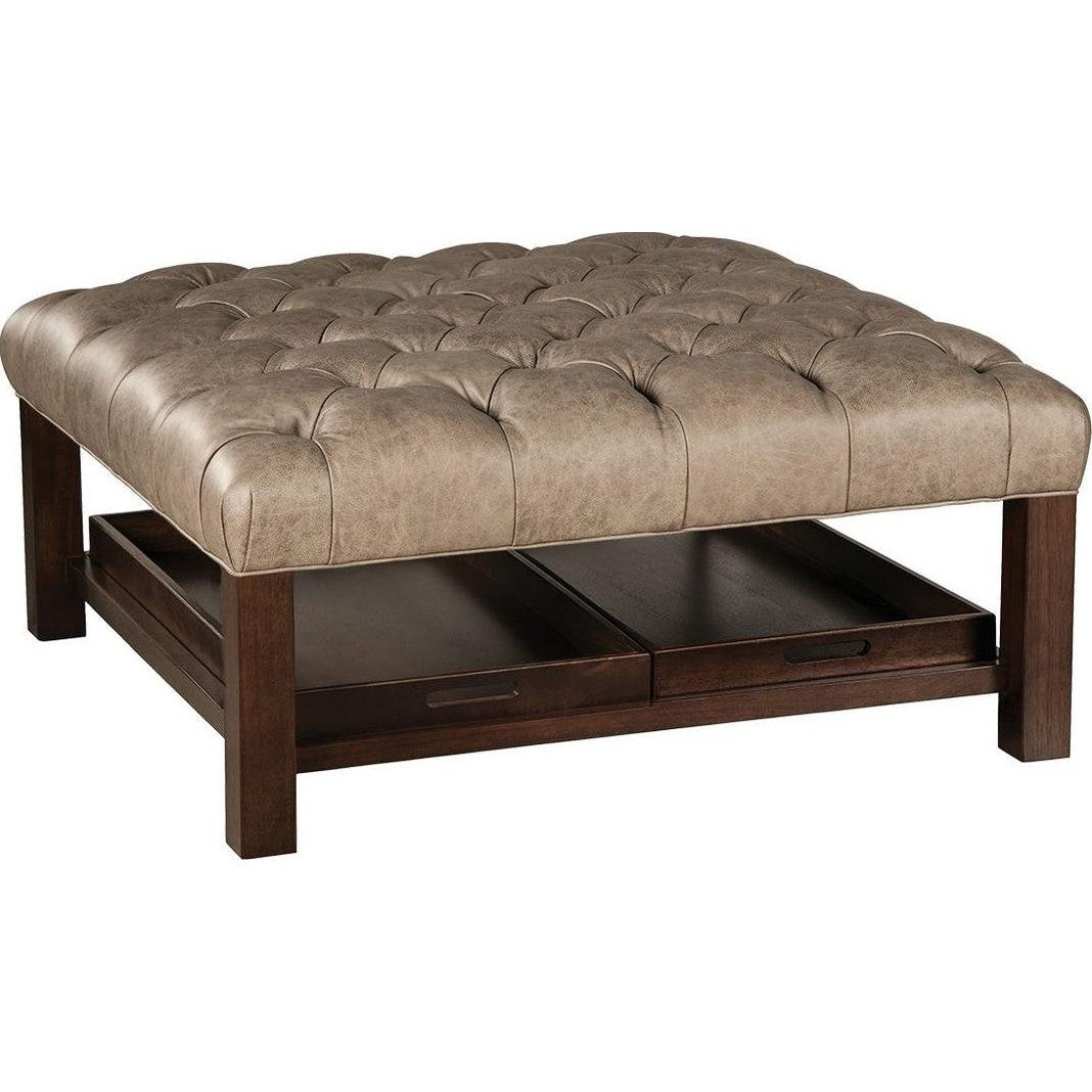 Leather Cocktail Ottoman With Matching Trays