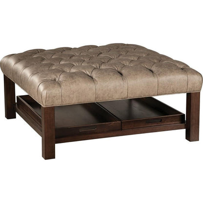 Leather Cocktail Ottoman With Matching Trays